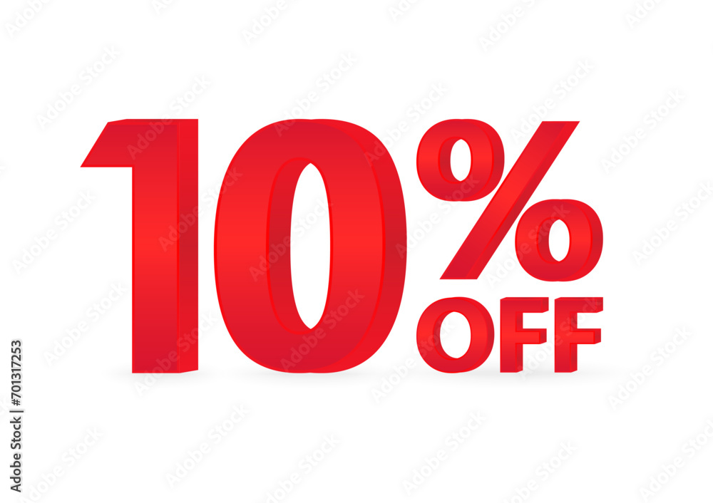 10% or 10 Percent Off Sale Discount. 10% for Banner, Poster or Advertising. Vector Illustration. 10% or 10 Percent Off Sale Discount. 10% for Banner, Poster or Advertising. Vector Illustration.
