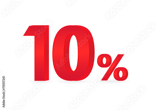 10% or 10 Percent Off Sale Discount. 10% for Banner, Poster or Advertising. Vector Illustration. 