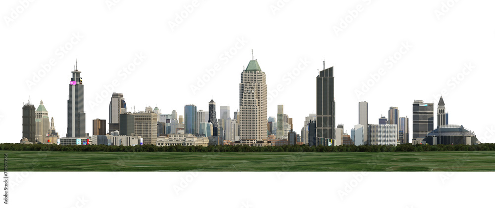 Obraz premium City view panorama on transparent background