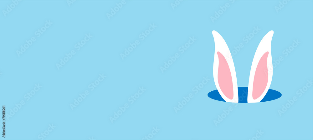 easter bunny and eggs flat illustration hand drawn wallpaper background  - obrazy, fototapety, plakaty 