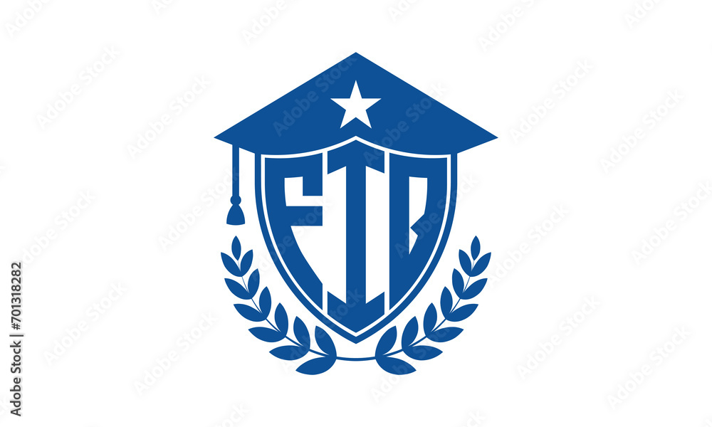 FIQ three letter iconic academic logo design vector template. monogram, abstract, school, college, university, graduation cap symbol logo, shield, model, institute, educational, coaching canter, tech FIQ three letter iconic academic logo design vector template. monogram, abstract, school, college, university, graduation cap symbol logo, shield, model, institute, educational, coaching canter, tech