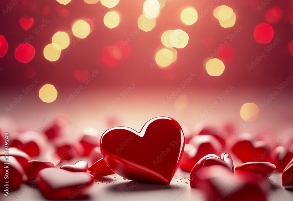 Cuore Rosso di San Valentino- Composizione Contro uno Sfondo Bokeh Luminoso e Sfocato