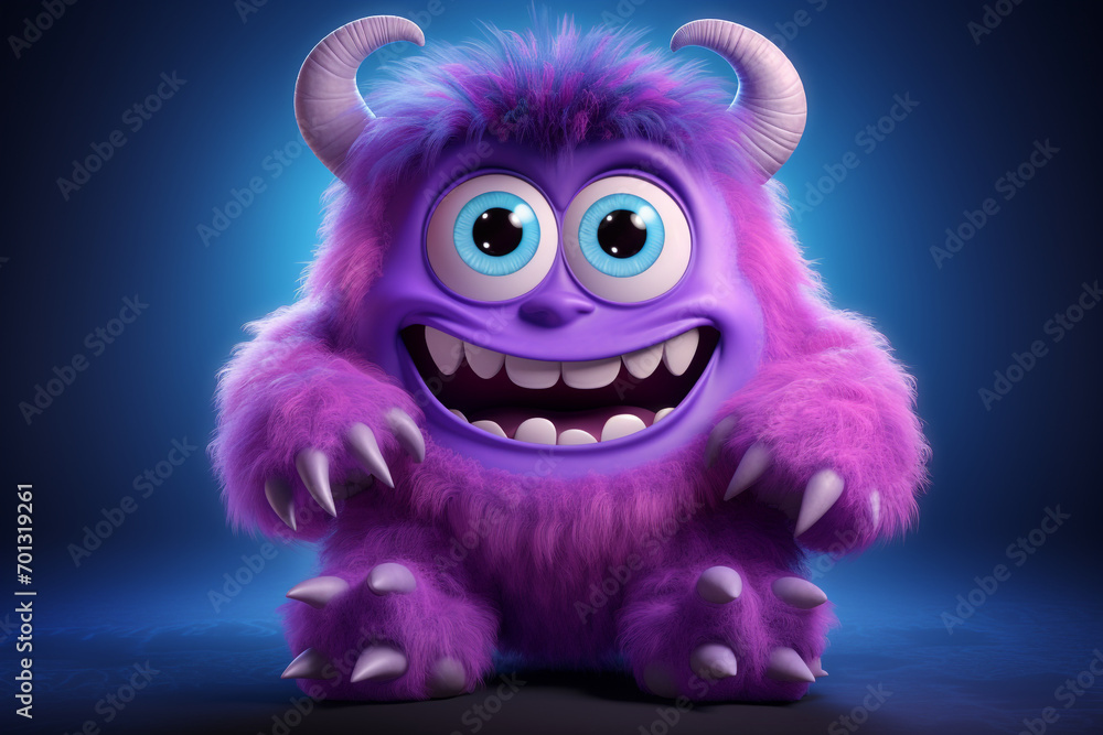 Cute an funny purple monster 3d Cute an funny purple monster 3d