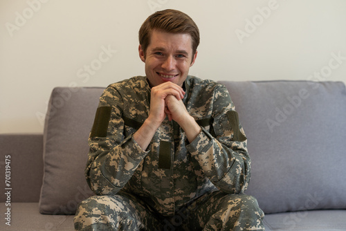 Portrait of a smiling male soldier