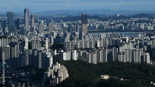 Seoul city and downtown skyline in Seoul,South Korea photo