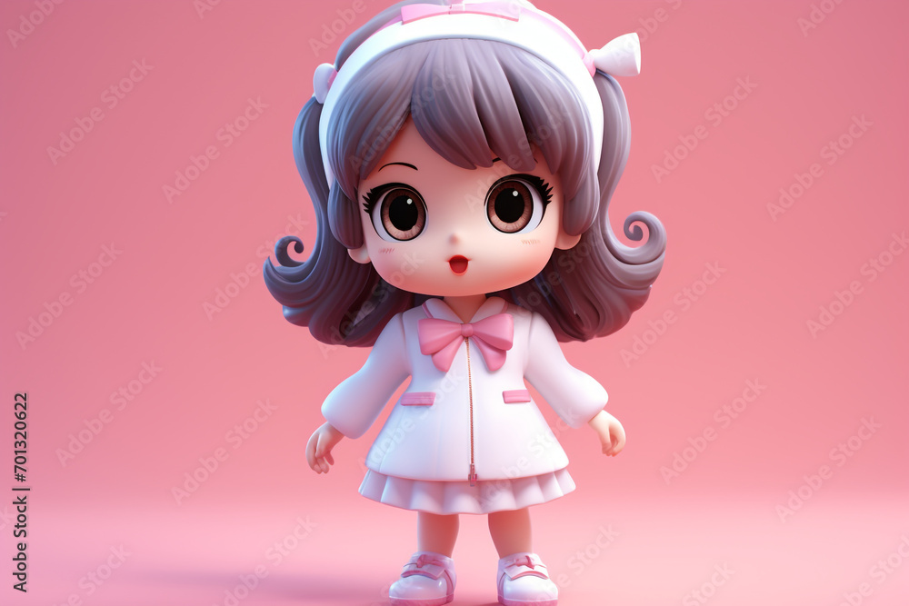 Cute Chibi Anime kawaii girl cartoon 3D illustration Cute Chibi Anime kawaii girl cartoon 3D illustration