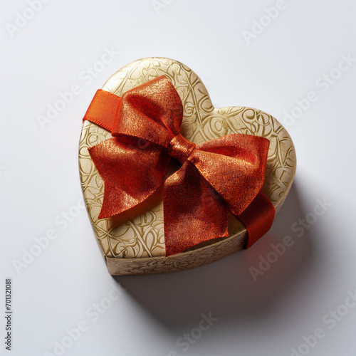 heart shaped gift box with ribbon