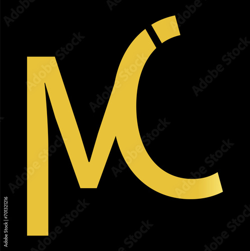 MC letter branding logo design with a leaf..
