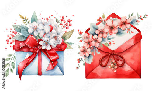 Wallpaper Mural Red Chinese Envelopes watercolor illustration Torontodigital.ca