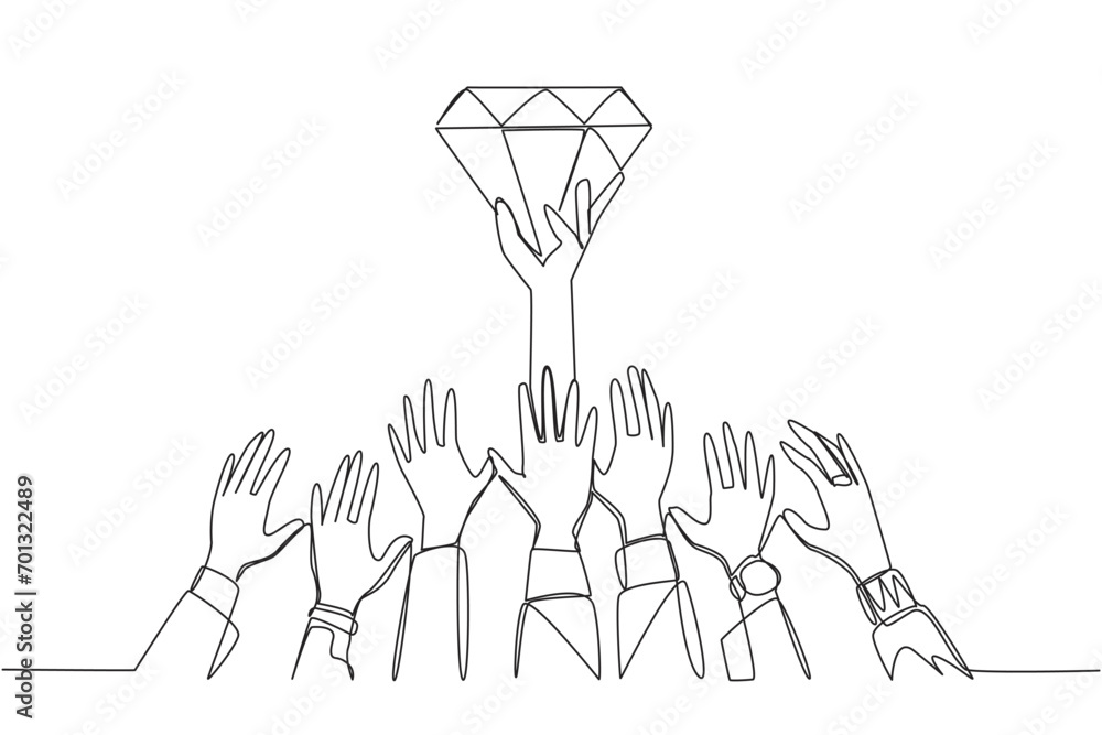 Continuous one line drawing hands fighting for diamonds. Fighting for luxury. Greedy hands want to control all the profits. Exhausting greed. Pseudo-fun. Single line draw design vector illustration Continuous one line drawing hands fighting for diamonds. Fighting for luxury. Greedy hands want to control all the profits. Exhausting greed. Pseudo-fun. Single line draw design vector illustration