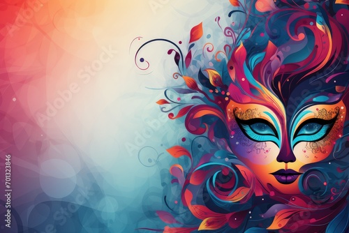 Leinwand Poster abstract background with beautiful woman face and floral ornament, Abstract back