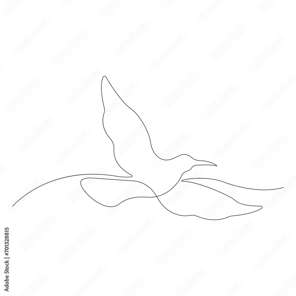 Continuous single-line art of hummingbird. Cute hummingbird one-line drawing vector and illustration