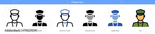 Captain Icon Set Vector