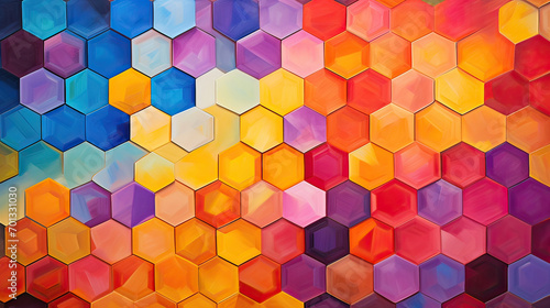 Wallpaper Mural A playful and colorful background of randomly arranged pentagons, each with unique patterns and textures, evoking a sense of fun and whimsy Ai Generative Torontodigital.ca