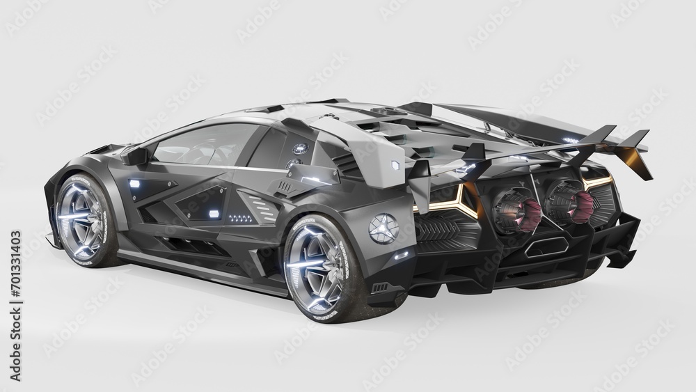 Fototapeta premium 3D rendering of a brand-less generic concept racing car 