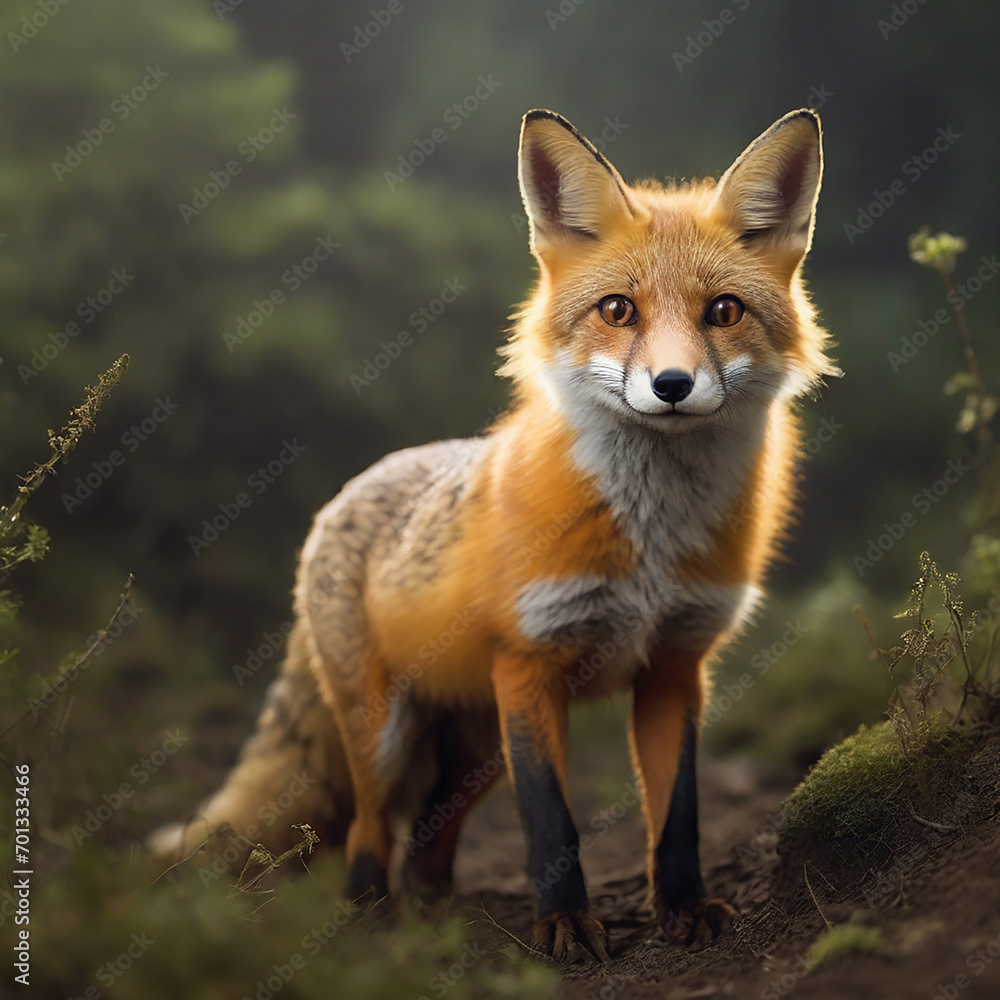 Fototapeta premium Fox Mystical Exploration into the World of Twilight Tricksters ai generated