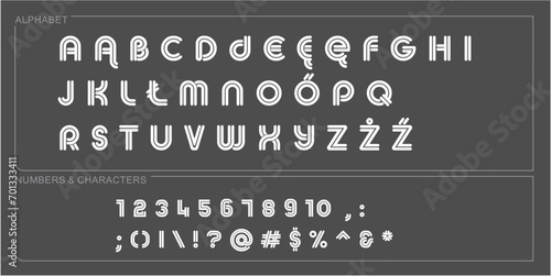 alphabet letter font set. typographic font with trendy thin, bold, uppercase, lowercase and numbers letters. vector illustration.