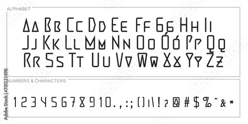 alphabet letter font set. typographic font with trendy thin, bold, uppercase, lowercase and numbers letters. vector illustration.