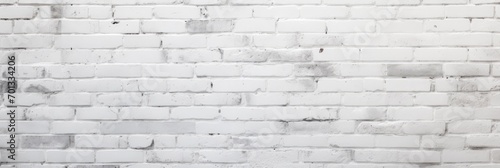 Panoramic background of wide white brick wall texture photo