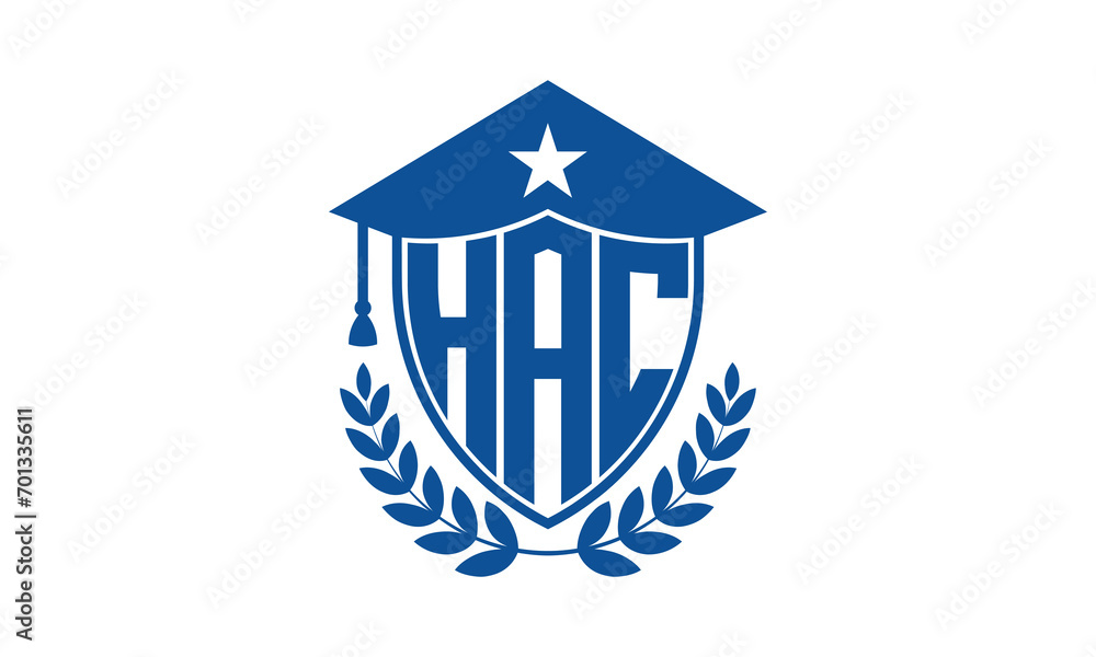 HAC three letter iconic academic logo design vector template. monogram, abstract, school, college, university, graduation cap symbol logo, shield, model, institute, educational, coaching canter, tech HAC three letter iconic academic logo design vector template. monogram, abstract, school, college, university, graduation cap symbol logo, shield, model, institute, educational, coaching canter, tech