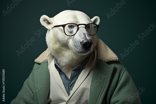 polar bear wears glasses © Salawati