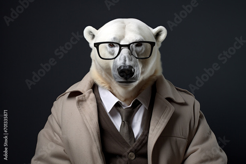 polar bear wears glasses