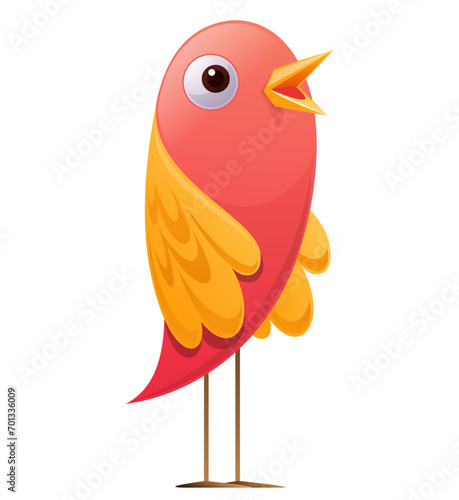 Vector illustration of cute little colorful Cartoon style bird.