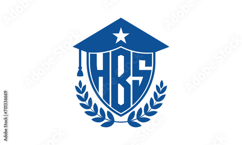 HBS three letter iconic academic logo design vector template. monogram, abstract, school, college, university, graduation cap symbol logo, shield, model, institute, educational, coaching canter, tech photo