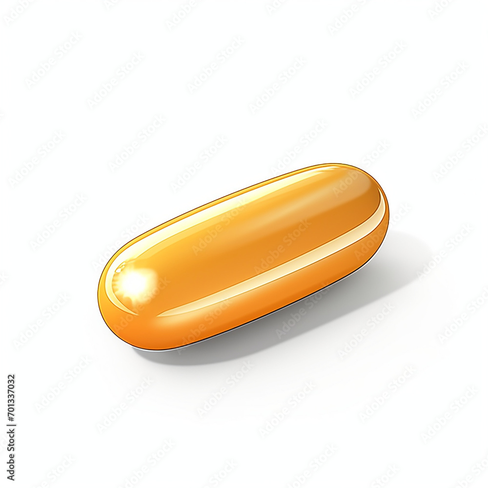 Orange pill flat icon isolated on white background. Capsule. fish oil, omega 3