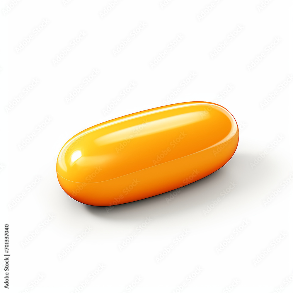 Orange pill flat icon isolated on white background. Capsule. fish oil, omega 3 Orange pill flat icon isolated on white background. Capsule. fish oil, omega 3