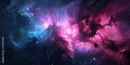 Space background with stardust and shining stars. Realistic colorful cosmos with nebula and milky way. photo