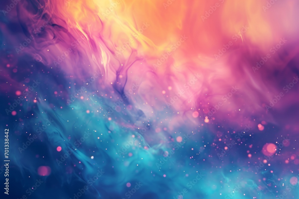 psychedelic multicolored abstract background. colorful sparkles and splashes on dreamy colored psychic waves. calming fantasy aura, euphoria and spirituality concept.  - obrazy, fototapety, plakaty 