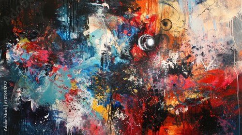 Abstract background, oil painting on canvas, paint splashes on canvas © Олег Фадеев