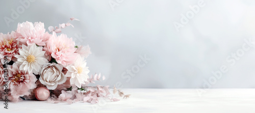 Happy mothers day Bouquet banner in Pastel Tones. copy space