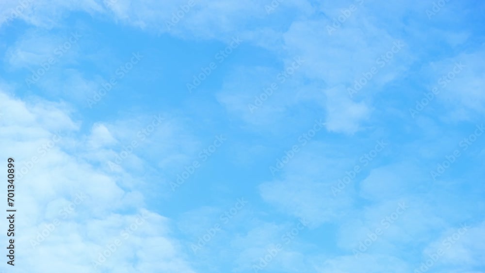 A mesmerizing time-lapse of the azure heavens, streaked with cotton candy clouds racing across like dreams in fast-forward. Nature's artistry in motion. Timelapse. Nature concept.
