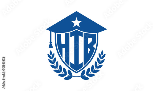 HIB three letter iconic academic logo design vector template. monogram, abstract, school, college, university, graduation cap symbol logo, shield, model, institute, educational, coaching canter, tech photo
