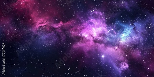 Space background with stardust and shining stars. Realistic colorful cosmos with nebula and milky way. © MEHDI