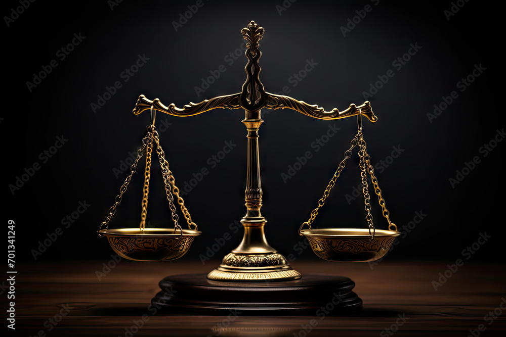 Scales of justice on black background. Law and justice concept Scales of justice on black background. Law and justice concept