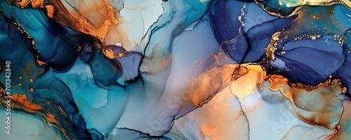 Alcohol ink. Style incorporates the swirls of marble or the ripples of agate. Abstract painting, can be used as a trendy background.