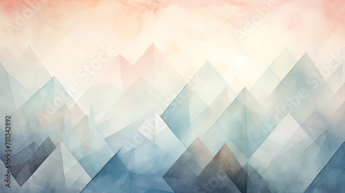 An artistic blend of watercolor triangles, with soft edges and translucent hues, creating a dreamlike and serene abstract scene Ai Generative