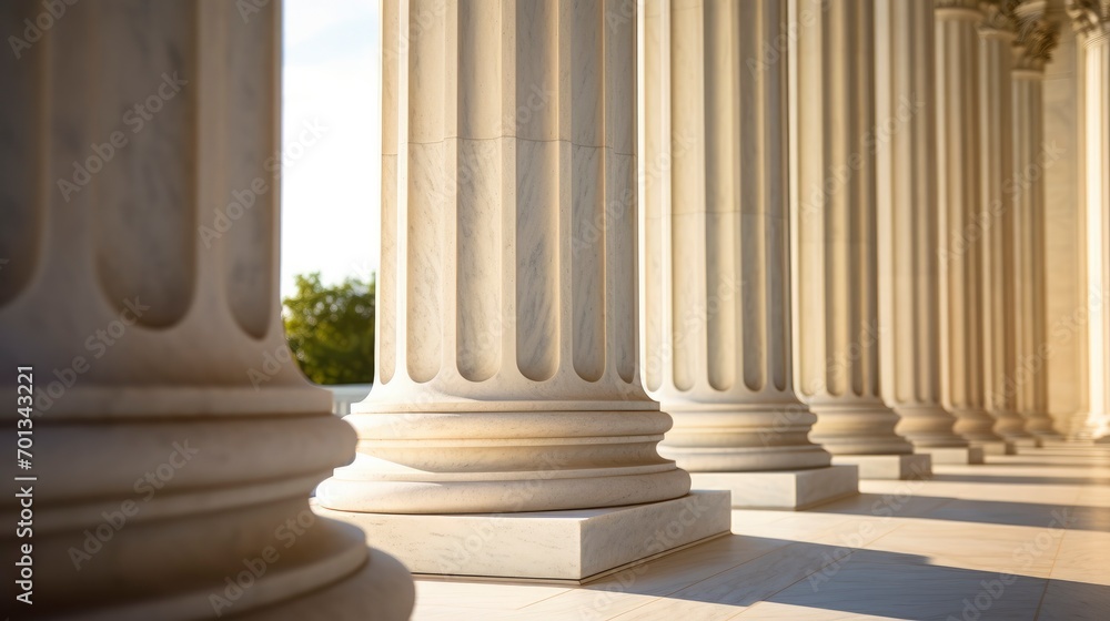 Supreme Court in Washington Row of Ionic marble columns - obrazy, fototapety, plakaty 
