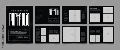 Portfolio layout template and business presentation brochure guide design.