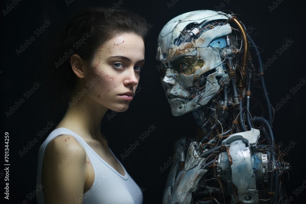 The presence of a robot in a teenager's environment illustrates their early immersion into high-tech advancements and the intricate operations of robotic devices The presence of a robot in a teenager's environment illustrates their early immersion into high-tech advancements and the intricate operations of robotic devices