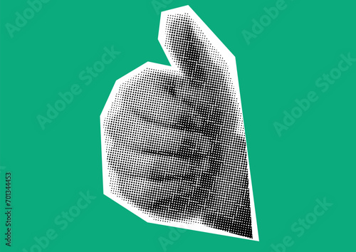 hand, fist, palm, dots Punk y2k black and colour collage elements