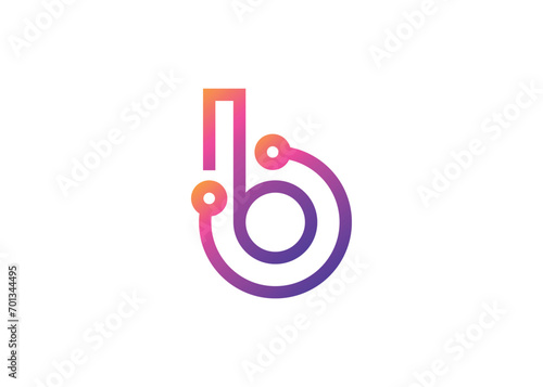 Letter B Technology vector monogram logo design template. Letter B molecule, Science and Bio technology Vector logo.