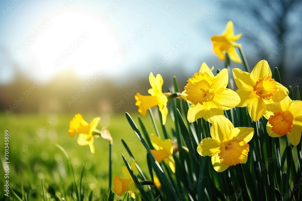 Daffodil flowers in the field.