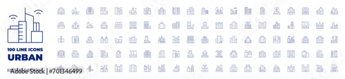 100 icons Urban collection. Thin line icon. Editable stroke. Urban icons for web and mobile app.