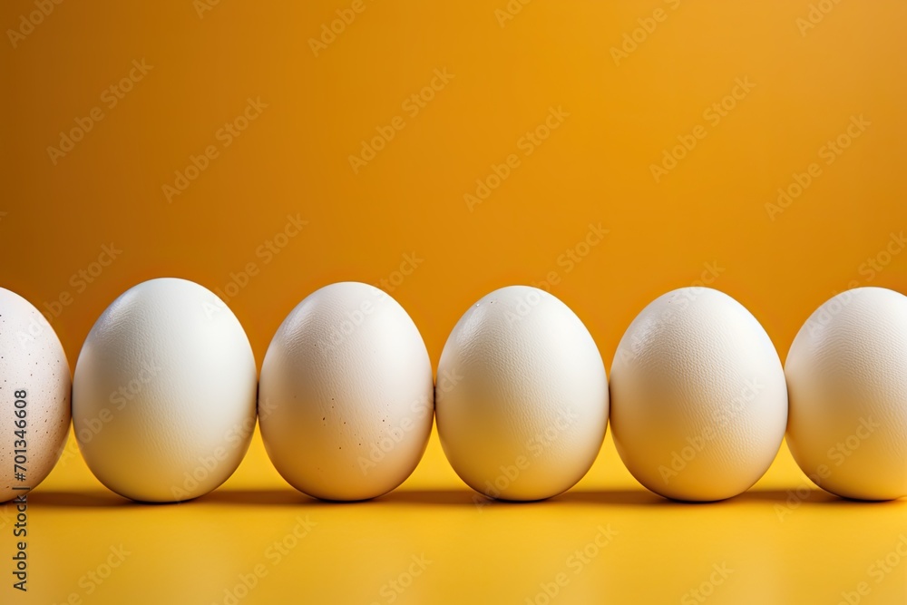 White eggs on a yellow background, Generate Ai