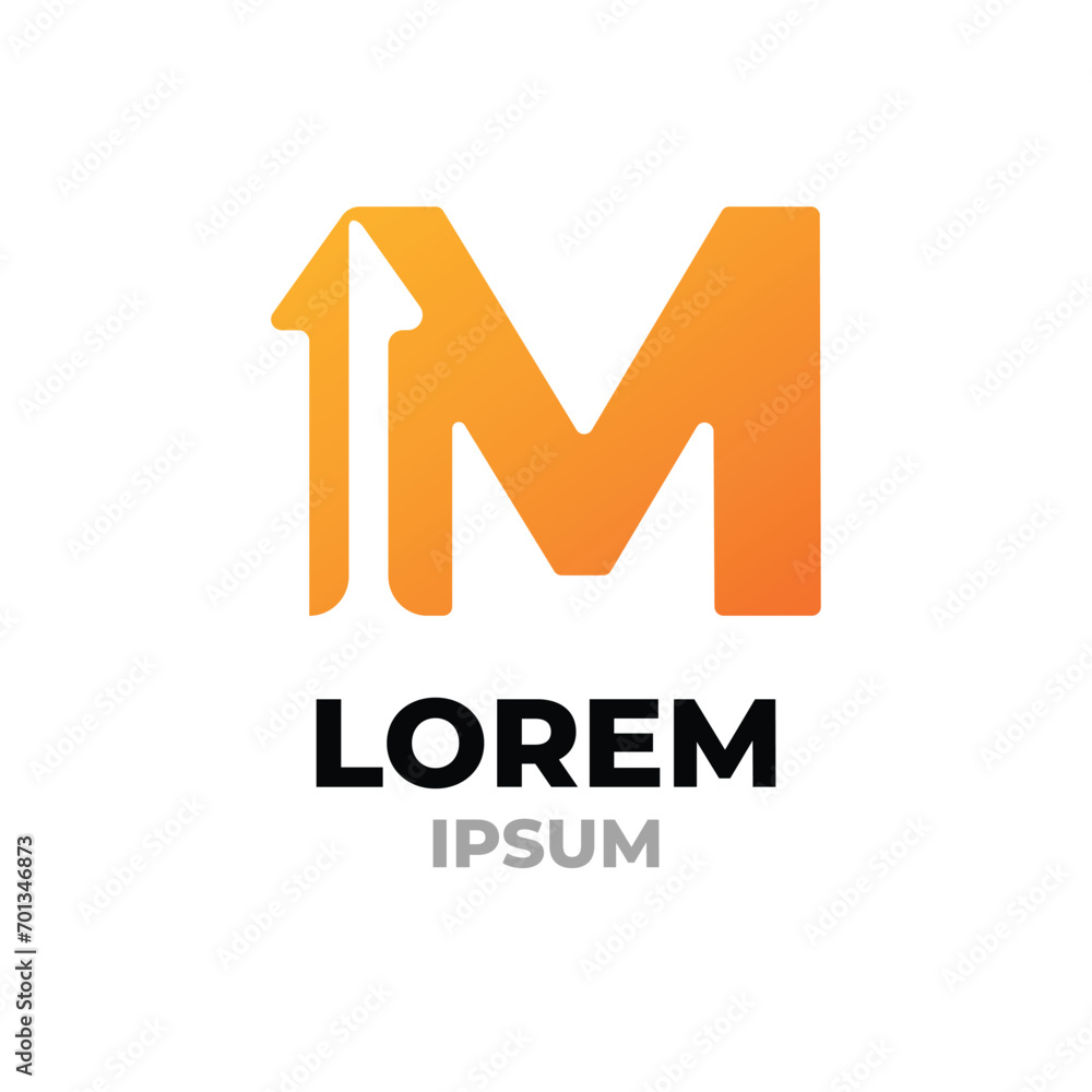 Letter M up, bussiness, arrow, modern logo tamplate
