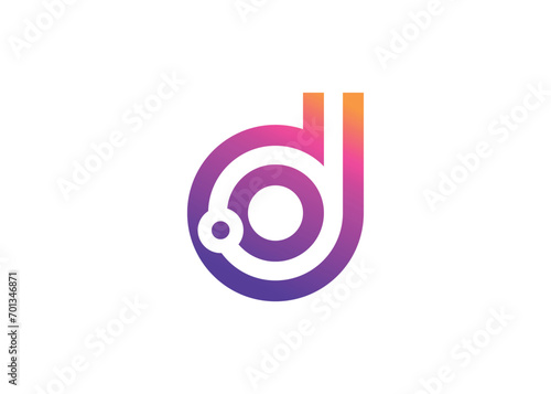 Letter D Technology vector monogram logo design template. Letter D molecule, Science and Bio technology Vector logo.